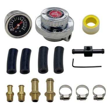 Imagem de Kit de bomba de combustível de carburador universal ajustável manual 1-5 Psi com medidor de pressão de 0-15 Psi e bloco de combustível para motor de carburador