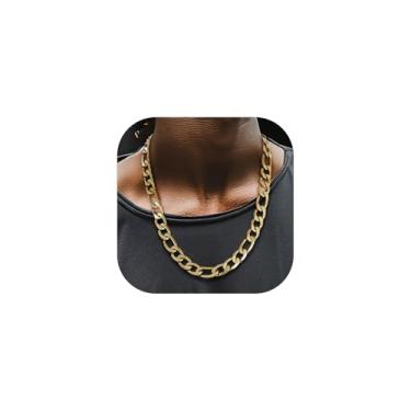 Imagem de Colar de corrente Figaro de 3 a 13 mm da ChainsHouse em aço inoxidável/corrente de elos de fígaro banhada a ouro 18 K para homens e mulheres, 45,7 a 76,2 cm, joias modernas