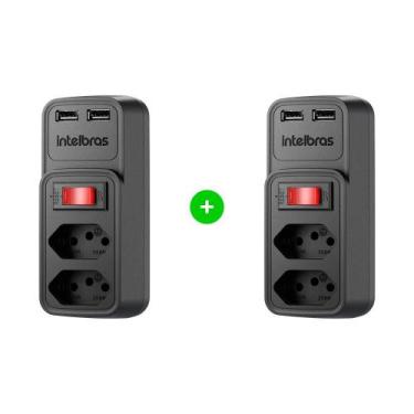 Imagem de Kit Tomada USB Intelbras EAC 202 Preto - 2 unidades
