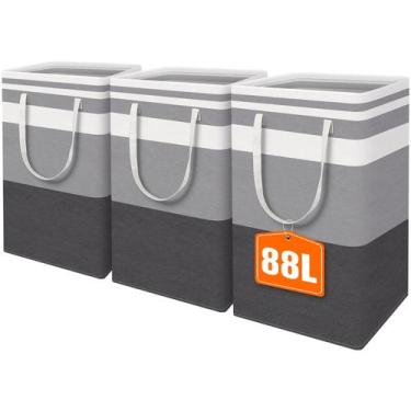 Imagem de Cesto de roupa suja HomeHacks Waterproof 88L com alças estendidas