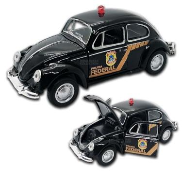 Imagem de Carrinho de ferro Miniatura Fusca Polícia Federal 1967, carrinho de coleção, abertura de portas, com Fricção, 12 CM, Escala 1:32