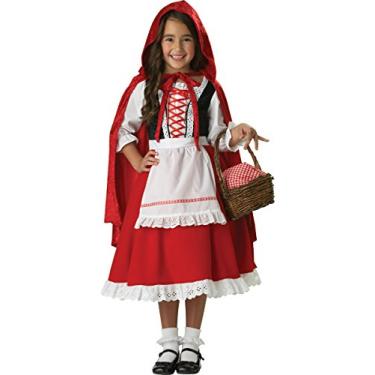 Imagem de InCharacter Fantasias, LLC Conjunto de vestido infantil com capuz vermelho para meninas, Vermelho, 6
