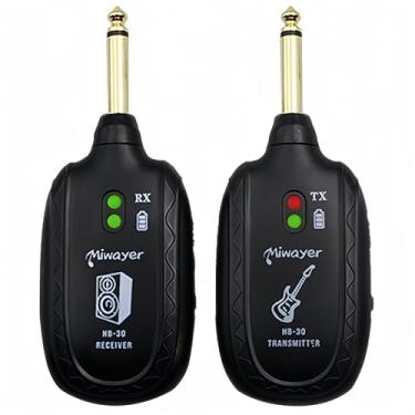 Imagem de Miwayer Sistema de guitarra sem fio UHF áudio embutido bateria de lítio recarregável sem fio transmissor de guitarra sistema receptor para guitarra elétrica baixo violino teclado acessórios (HB-30