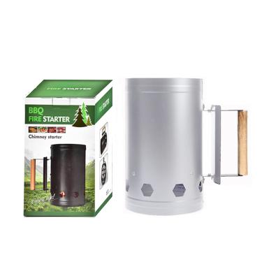 Imagem de ZJchao Janeta de Carvão de Carvão, Tocador de Incêndio Rápido de Bombeiro Com Manípulo de Madeira Espessada Em Aço Inoxidável para Cozinha Ao Ar Livre Churrasco para Churrasco Grelhar (Branco)