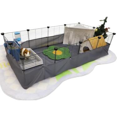 Imagem de CHEGRON Gaiolas portáteis para porquinhos-da-índia com forro e grades C & C, gaiolas de coelho, gaiola de animal pequeno, com fundo de PVC, cercadinho para coelhinho, ouriço, chinchila, 12 peças