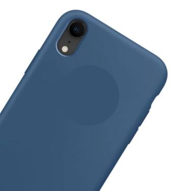 Imagem de Capa Capinha Para iPhone Xr Azul Aveludada + Película Privacidade