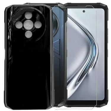 Imagem de TNKISRY Capa para celular Doogee Fire 6 [6,6 polegadas], capa protetora preta de TPU macio, posição precisa do orifício, película protetora de tela temperado [1 unidade]