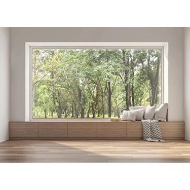 Imagem de BELECO Tela 2,4 x 1,8 m pano de fundo para janela interior moderno vista de janela verde floresta árvores cenário fotografia papel de parede decoração de casa Zoom reunião, videoconferência, YouTube