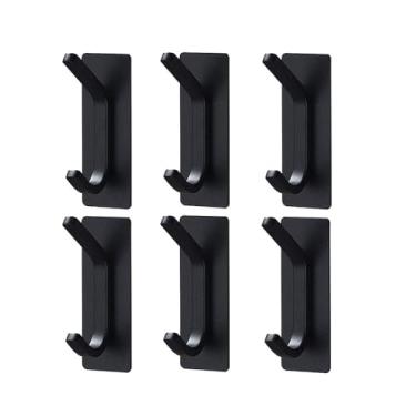 Imagem de Gancho para toalhas de banheiro de aço inoxidável, 4 a 20 peças, sem perfuração, à prova de ferrugem, cabide de parede resistente, preto e branco, gancho para roupão, preto, 6 peças