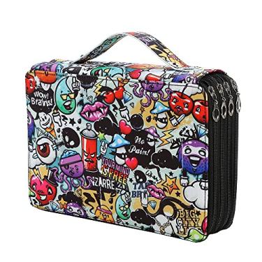 Imagem de Lbxgap Estojo organizador portátil colorido com 200 compartimentos com estampa para lápis de aquarela Prismacolor, lápis de cor Crayola, lápis Marco
