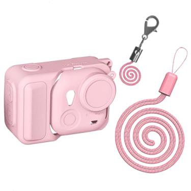 Imagem de HUYUAWA Capa protetora de silicone compatível com Insta360 GO Ultra Sleeve Capa de lente com cordão para acessórios de câmera de ação Insta 360 GO-Ultra Tiny (rosa)