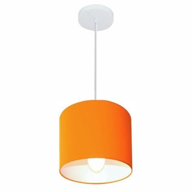 Imagem de Lustre Pendente Cilíndrico Md-4046 Cúpula Em Tecido 18x18cm Laranja - Bivolt