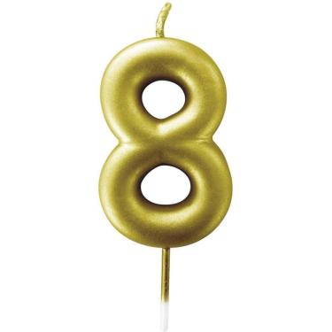 Imagem de Vela Para Aniversario N.08 Metalizada Ouro 6 Cm