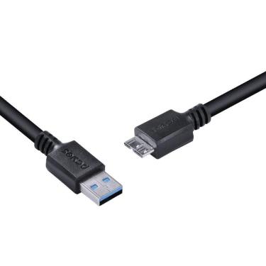 Imagem de Cabo Para Hd Externo Usb A 3.0 Macho Para Micro Usb B 3.0 (10 Pinos) Macho 28awg Puro Cobre 1 Metro
