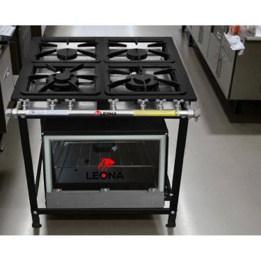 Imagem de Fogão Industrial 4 Bocas 30x30 P7 com Forno Leona