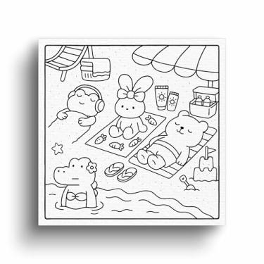 Imagem de Tela Canvas Para Pintar Com Desenho Infantil 30x30cm (Opção 8)