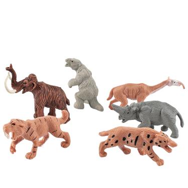 Imagem de Conjunto de estatuetas de animais pré-históricos, 6 peças de PVC com mamute e muito mais
