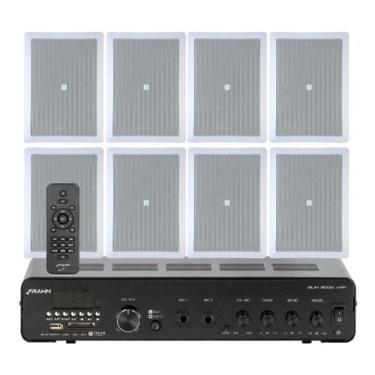 Imagem de Kit Som Ambiente Teto Gesso Embutir Frahm Bluetooth Usb Controle Remot