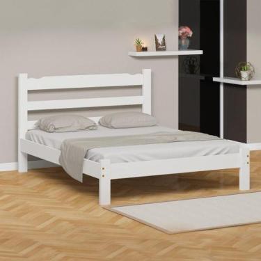 Imagem de Cama Casal Queen Branca Madeira Maciça Quarto Esmeralda - Repleta, Bra