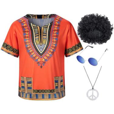 Imagem de Conjunto de perucas afro Costume TOGROP Kids Hippie dos anos 60 e 70