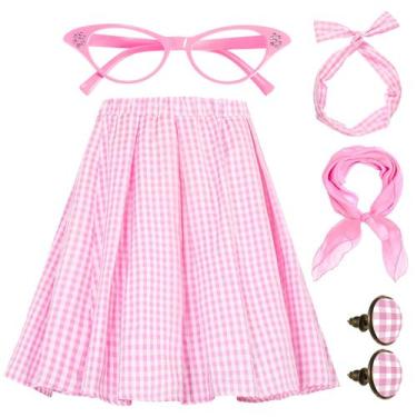 Imagem de Traje Hicarer, roupa feminina dos anos 50, saia poodle, saia Sock Hop