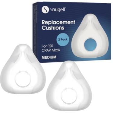 Imagem de Snugell Substituição De Cpap Para Almofada Resmed Airfit F20 – Pacote Com 2 Unidades, Tamanho Médio – Projetado Para Máscara Cpap De Rosto Inteiro – Vedação Macia E Segura Para Reduzir Pontos De Pre