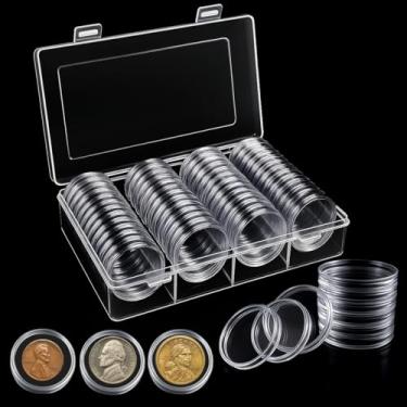 Imagem de Zilphoba 60 cápsulas de moeda de plástico transparente de 41 mm com estojo porta-moedas, porta-moedas herméticas, recipientes de armazenamento de moedas, suportes de plástico para moedas, protetores