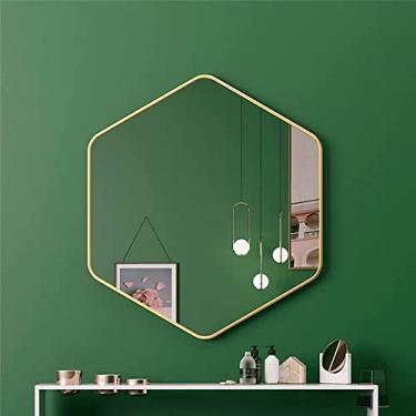 Imagem de Espelho de parede de banheiro hexagonal espelho de parede de banheiro, espelho de vaidade HD, espelho decorativo de sala de estar moderna, para sala de estar/banheiro/entrada, espelho de decoração de