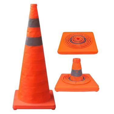 Imagem de Cones de Estacionamento - Cones Laranja Dobráveis Para Segurança Rodoviária | Equipamento Barreira Impermeável Para Estrada Escola Estacionamento Industrial Treino Esportivo