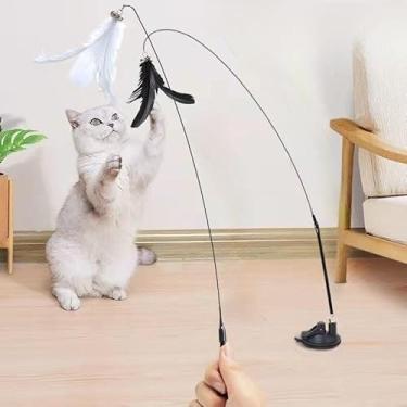 Imagem de Brinquedo Interativo Pet com Ventosa e Penas - Varinha de 80cm para Gatos com Múltiplos Modos de Diversão (ALETORIO)