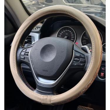 Imagem de Capa universal antiderrapante de fibra de carbono para volante de carro 38 cm (VL06 -Nude)