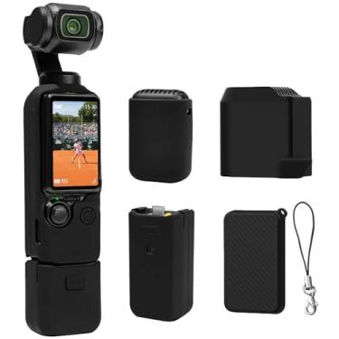 Imagem de Capa Pocket 3, capa protetora de silicone macio para DJI Osmo Pocket 3 Creator Combo, capa protetora de tela, protetor de lente de microfone para acessórios de câmera Gimbal Osmo - preta