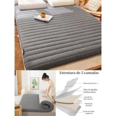 Imagem de Colchão Dobrável Cinza  Apoio Ergonômico com Espuma de Memória e Látex