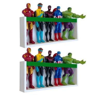 Imagem de Kit 2 Prateleiras Bonecos Heróis Barbie Estante Brinquedos Infantis Pe