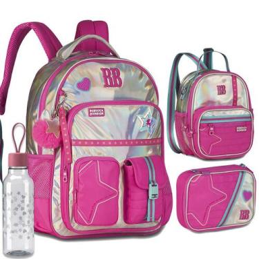 Imagem de Kit Mochila Costas Holografica Rb +Lancheira Termica +Estojo - Rebecca