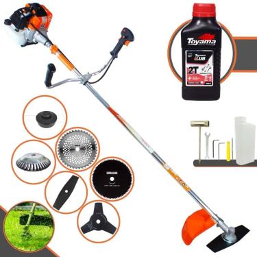 Imagem de Roçadeira Lateral Vulcan VR430S À Gasolina 43cc 1,7HP 10.000rpm Robusta Com Carretel Nylon + 4 Lâminas de Corte + Escova de Aço + ÓLEO TOYAMA 2 TEMPOS