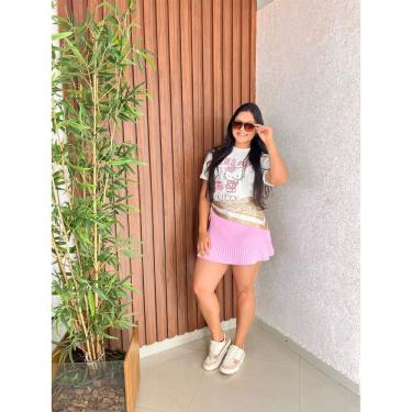 Imagem de Short Saia Plissado Com Babado Lastex Nas Costa