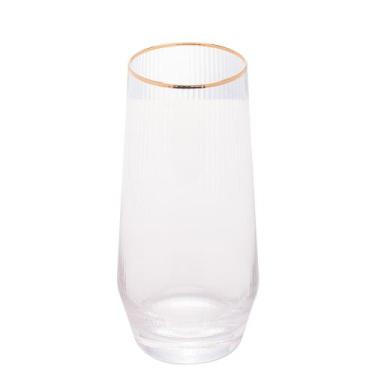 Imagem de Conjunto 2 Copos Altos Vidro Borda Dourada Lines 400Ml Wolff