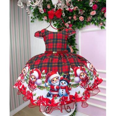 Imagem de Vestido Banana Club Ursinho Natalino - Natal - Estampa Exclusiva, Verm