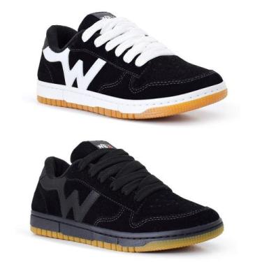 Imagem de Kit 2 Tênis Casual Footwear Cano Baixo - W-Box, Pretobranco, E, Preto,