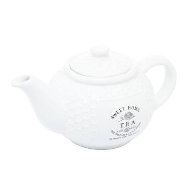 Imagem de Bule Para Chá de Cerâmica Sweet Home Colméia Branco 1 Litro Bon Gourmet
