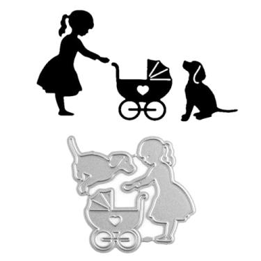 Imagem de Um carrinho de bebê para meninas, moldes de corte de metal para fazer cartões, faça você mesmo, scrapbooking, papel, artesanato, estêncil, moldes de molde de punção, artesanal, álbum de recortes