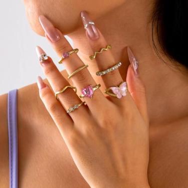 Imagem de Love Butterfly Knuckle Conjunto de joias geométrico empilhável acessórios anel moda joias country concerto