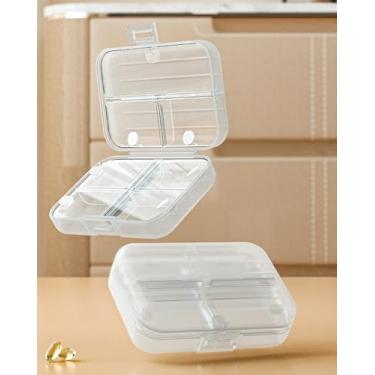 Imagem de Caixa organizadora de comprimidos de viagem, estojo portátil para comprimidos, dispensador de pílulas, com 7 compartimentos para diferentes medicamentos