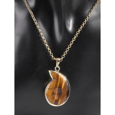 Imagem de Colar com pingente de caracol dourado de 61 cm, cristais de proteção gmestone de cristal natural, ametista/quartzo rosa presentes, One Size, Cristal, Sem Pedra Preciosa