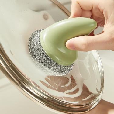 Imagem de Limpador de cozinha multiuso com cabo de barbatana de tubarão, durável e ergonômico (verde