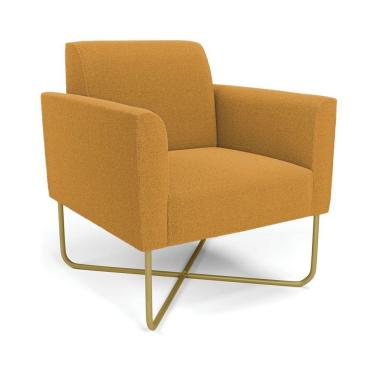 Imagem de Poltrona Sala Base X Industrial Dourado Marisa Bouclê Mostarda D03 - D'rossi
