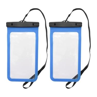 Imagem de 2 peças bolsa impermeável para celular azul capa universal à prova d'água compatível com telefone 14.0 cm x 26.5 cm contagem