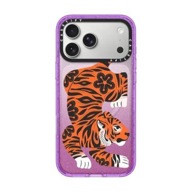 Imagem de CASETiFY Capa Impact para iPhone 17 Pro Max [fina/compatível com Magsafe/2,5 m. Proteção contra quedas de grau militar 4X] - Tigre feroz - Roxo brilhante