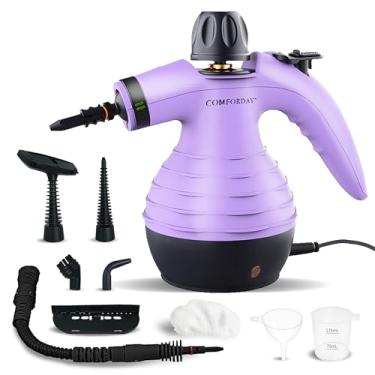 Imagem de Comforday Limpador A Vapor Pressurizado Portátil Multifuncional com Acessórios de 9 Peças, Vaporizador Portátil Perfeito para Remoção de Manchas, Cortinas, Assentos de Carro, Piso, Banheiro, Limpeza d
